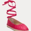 Fuchsia naisten Ralph Lauren Cecilia Nappan nahkaiset nauhalliset tasaiset kengät