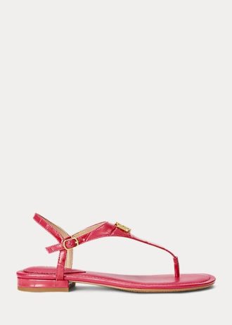 Fuchsia naisten Ralph Lauren Ellington kohokuvioidut nahkasandaalit