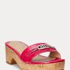 Fuchsia naisten Ralph Lauren Roxanne kohokuvioidut nahkasandaalit Fuchsia naisten Ralph Lauren Roxanne kohokuvioidut nahkasandaalit