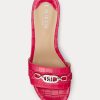 Fuchsia naisten Ralph Lauren Roxanne kohokuvioidut nahkasandaalit Fuchsia naisten Ralph Lauren Roxanne kohokuvioidut nahkasandaalit