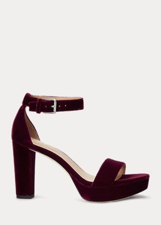 Fuchsia naisten Ralph Lauren Sylvia samettisandaalit