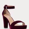 Fuchsia naisten Ralph Lauren Sylvia samettisandaalit