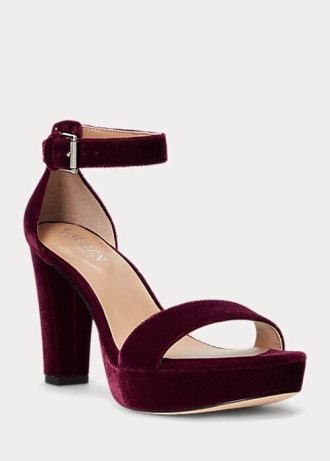 Fuchsia naisten Ralph Lauren Sylvia samettisandaalit