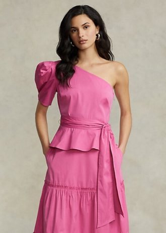 Fuchsia naisten Ralph Lauren vyöllä varustetut puuvillaiset topit Fuchsia naisten Ralph Lauren vyöllä varustetut puuvillaiset topit
