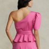 Fuchsia naisten Ralph Lauren vyöllä varustetut puuvillaiset topit Fuchsia naisten Ralph Lauren vyöllä varustetut puuvillaiset topit