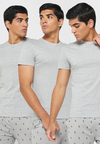 Harmaa miesten Ralph Lauren 3 Pack Assorted Crew Neck T-paidat