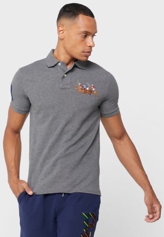 Harmaa miesten Ralph Lauren brodeeratut poolopaidat