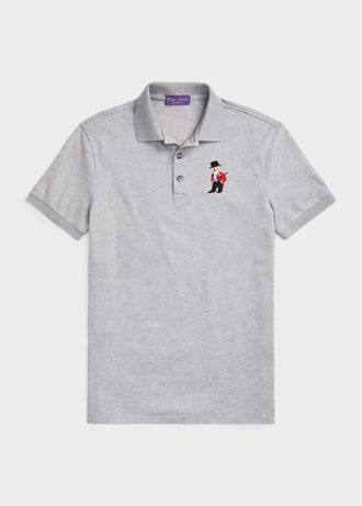 Harmaa miesten Ralph Lauren Custom Slim Fit Bear poolopaidat