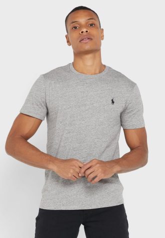 Harmaa miesten Ralph Lauren Essential Crew Neck T-paidat