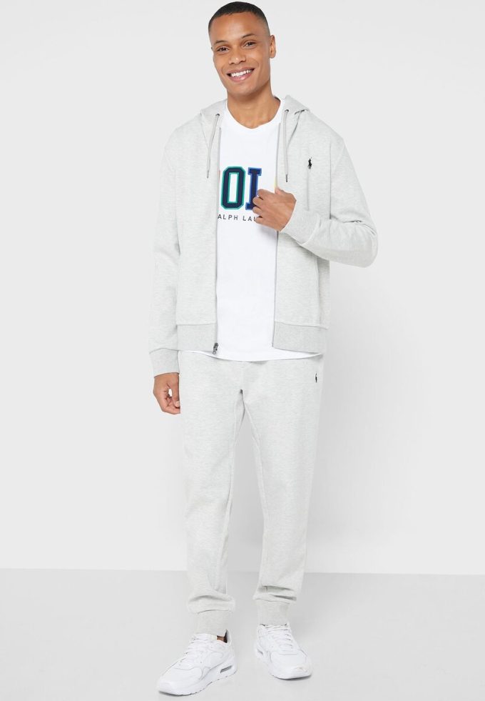 Harmaa miesten Ralph Lauren Essential -huppari Harmaa miesten Ralph Lauren Essential -huppari