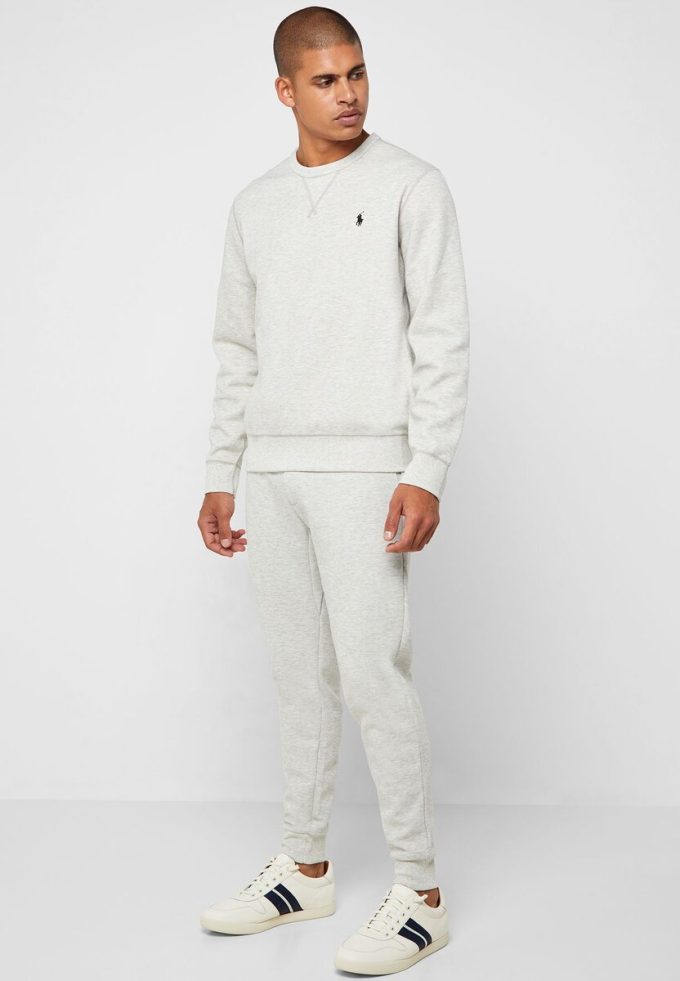 Harmaa miesten Ralph Lauren Essential -mansettihousut Harmaa miesten Ralph Lauren Essential -mansettihousut