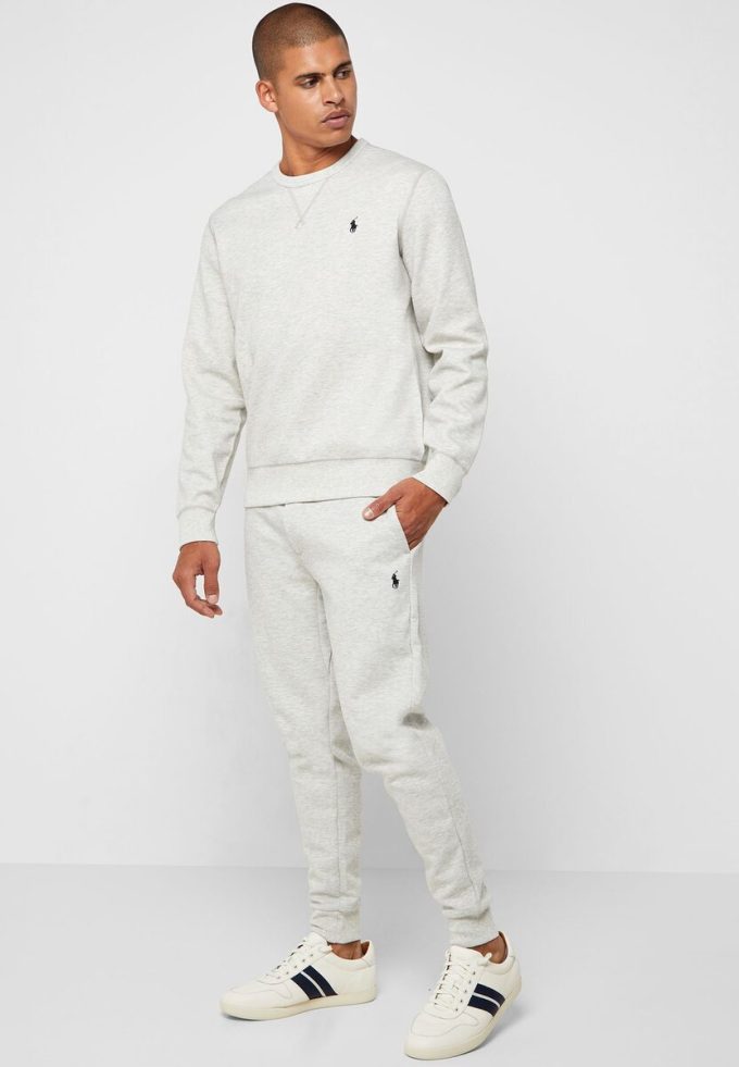 Harmaa miesten Ralph Lauren Essential -mansettihousut Harmaa miesten Ralph Lauren Essential -mansettihousut