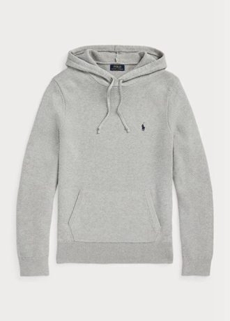 Harmaa miesten Ralph Lauren -kuvioidut puuvillahupulliset neulepuserot Harmaa miesten Ralph Lauren -kuvioidut puuvillahupulliset neulepuserot