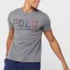 Harmaa miesten Ralph Lauren Logo Crew Neck T-paidat