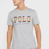 Harmaa miesten Ralph Lauren Logo Crew Neck T-paidat