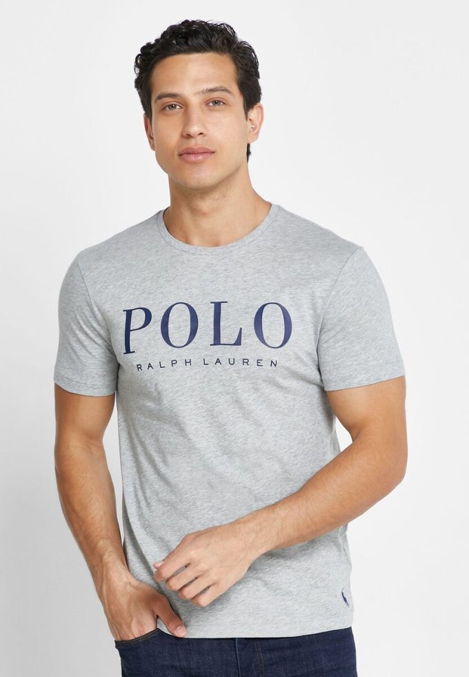 Harmaa miesten Ralph Lauren Logo Crew Neck T-paidat
