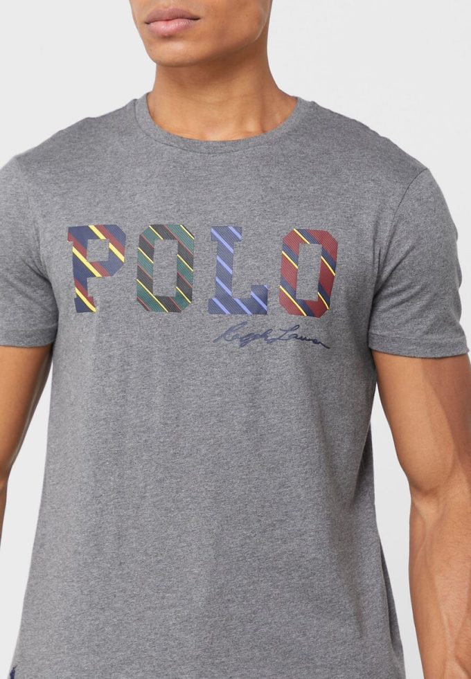 Harmaa miesten Ralph Lauren Logo Crew Neck T-paidat