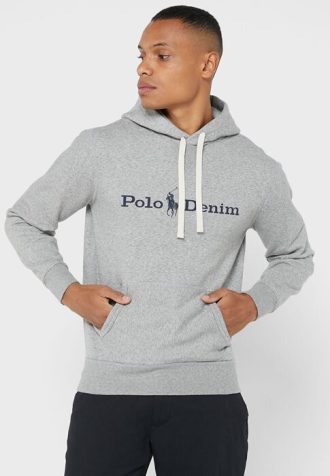 Harmaa miesten Ralph Lauren -logohuppari