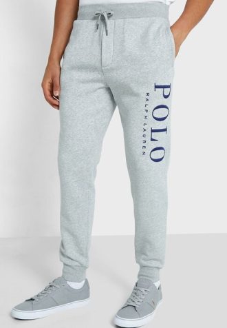 Harmaa miesten Ralph Lauren -logoiset lenkkeilyhousut Harmaa miesten Ralph Lauren -logoiset lenkkeilyhousut