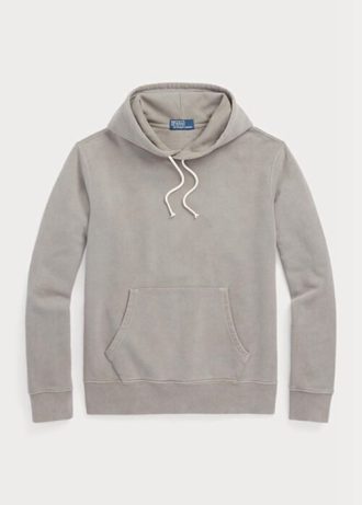 Harmaa miesten Ralph Lauren luonnonmukainen puuvillainen fleecehuppari