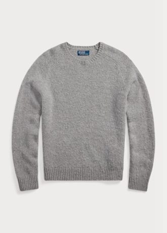 Harmaa miesten Ralph Lauren mokkanahkainen villapaita neulepuseroissa Harmaa miesten Ralph Lauren mokkanahkainen villapaita neulepuseroissa