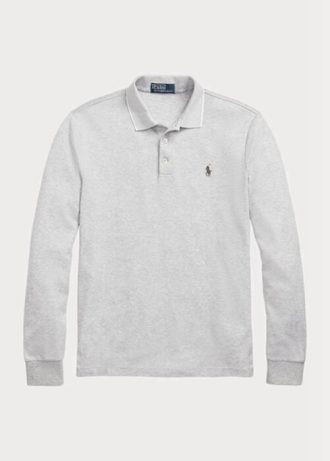 Harmaa miesten Ralph Lauren mukautetut Slim Fit Birdseye poolopaidat
