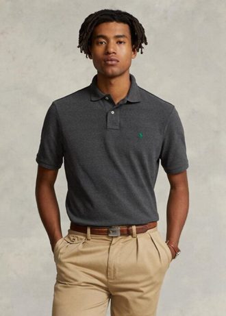 Harmaa miesten Ralph Lauren mukautetut Slim Fit mesh poolopaidat