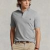 Harmaa miesten Ralph Lauren mukautetut Slim Fit mesh poolopaidat Harmaa miesten Ralph Lauren mukautetut Slim Fit mesh poolopaidat