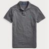 Harmaa miesten Ralph Lauren mukautetut Slim Fit mesh poolopaidat Harmaa miesten Ralph Lauren mukautetut Slim Fit mesh poolopaidat