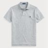 Harmaa miesten Ralph Lauren mukautetut Slim Fit mesh poolopaidat Harmaa miesten Ralph Lauren mukautetut Slim Fit mesh poolopaidat