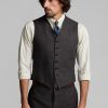Harmaa miesten Ralph Lauren Plaid Silkkipellavaliivit bleiserit