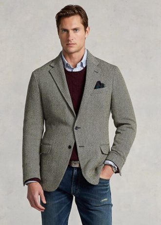Harmaa miesten Ralph Lauren Polo -pehmeät kalanruotobleiserit Harmaa miesten Ralph Lauren Polo -pehmeät kalanruotobleiserit