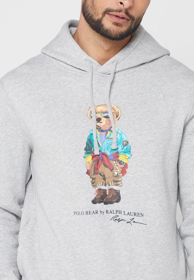 Harmaa miesten Ralph Lauren -printtihuppari Harmaa miesten Ralph Lauren -printtihuppari