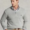 Harmaa miesten Ralph Lauren -puuvillaneulepusero, jossa on nelivetoketju Harmaa miesten Ralph Lauren -puuvillaneulepusero, jossa on nelivetoketju
