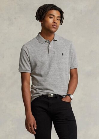 Harmaa miesten Ralph Lauren Slim Fit mesh poolopaidat