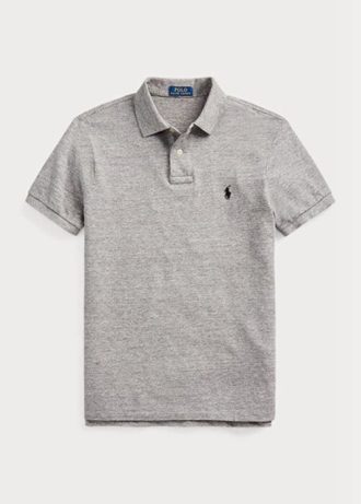 Harmaa miesten Ralph Lauren Slim Fit mesh poolopaidat
