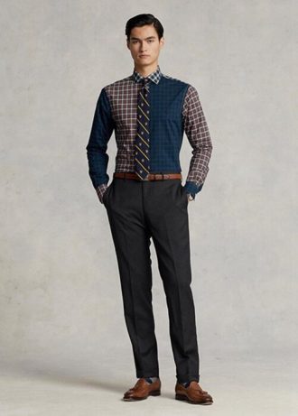Harmaa miesten Ralph Lauren Slim Fit -villahousut Harmaa miesten Ralph Lauren Slim Fit -villahousut