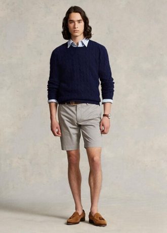 Harmaa miesten Ralph Lauren Stretch Slim Fit chino shortsit
