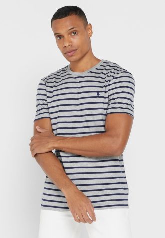 Harmaa Miesten Ralph Lauren Striped Crew Neck T-paidat