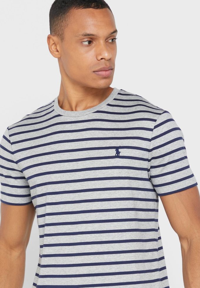 Harmaa Miesten Ralph Lauren Striped Crew Neck T-paidat Harmaa Miesten Ralph Lauren Striped Crew Neck T-paidat