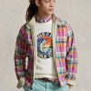 Harmaa miesten Ralph Laurenin kääntyvät Madras-Twill-takit