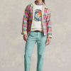 Harmaa miesten Ralph Laurenin kääntyvät Madras-Twill-takit