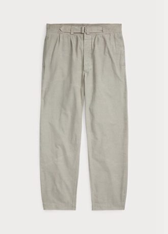 Harmaa miesten Ralph Laurenin laskostetut laukkuiset kangashousut Harmaa miesten Ralph Laurenin laskostetut laukkuiset kangashousut