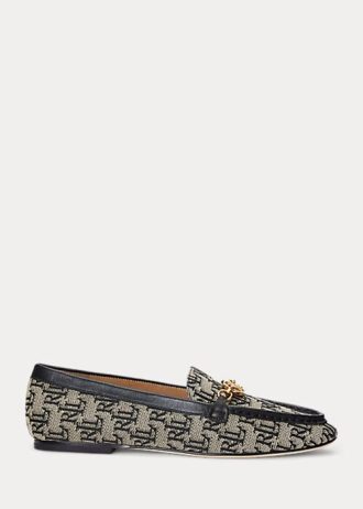 Harmaa naisten Ralph Lauren Averi II monogrammi jacquard-loafers