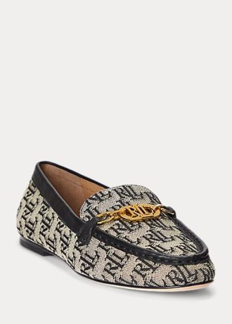Harmaa naisten Ralph Lauren Averi II monogrammi jacquard-loafers