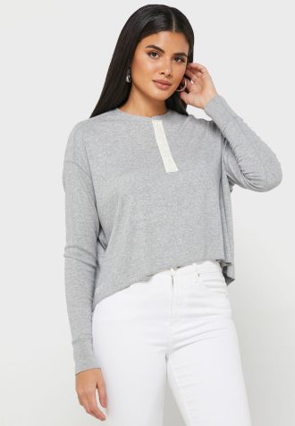Harmaa naisten Ralph Lauren Crew Neck -neulepuserot Harmaa naisten Ralph Lauren Crew Neck -neulepuserot