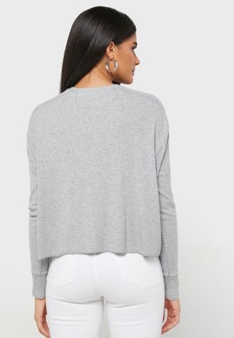 Harmaa naisten Ralph Lauren Crew Neck -neulepuserot Harmaa naisten Ralph Lauren Crew Neck -neulepuserot