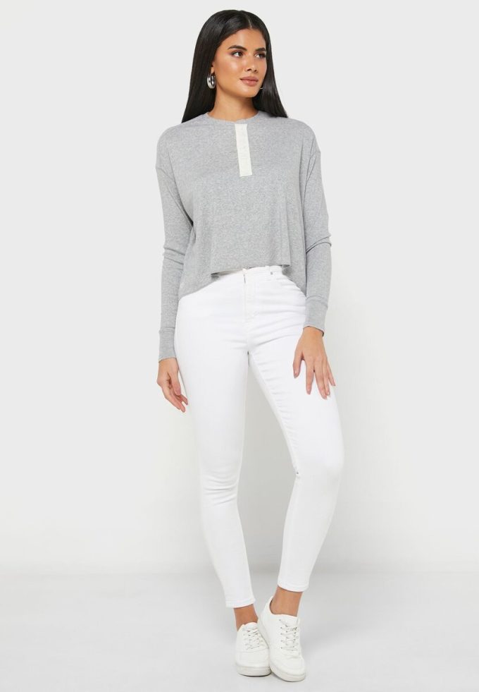Harmaa naisten Ralph Lauren Crew Neck -neulepuserot