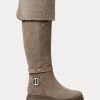 Harmaa naisten Ralph Lauren Cristine Suede -saappaat Harmaa naisten Ralph Lauren Cristine Suede -saappaat