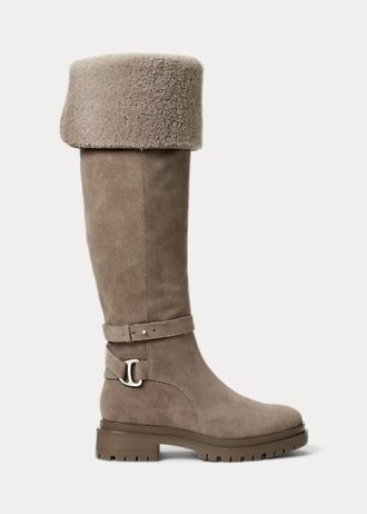 Harmaa naisten Ralph Lauren Cristine Suede -saappaat